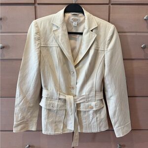 Talbots Cream Belted Blazer